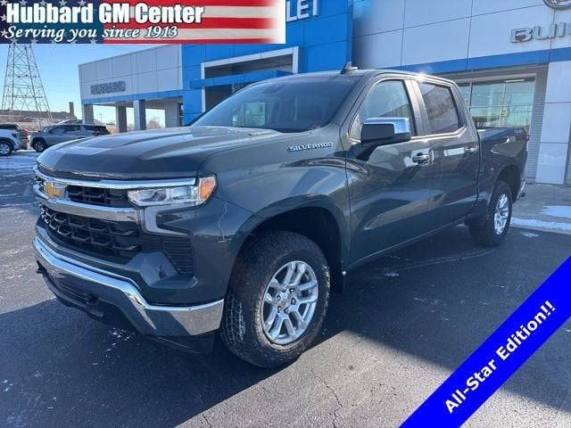 2025 Chevrolet Silverado 1500 LT (2FL) in Cypress Gray — front three-quarter view